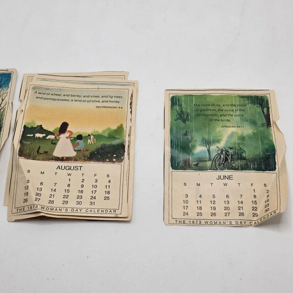 Vintage 1973 Woman's Day Calendar Erik Blegvad‎ Illustrations Bible Verses Retro